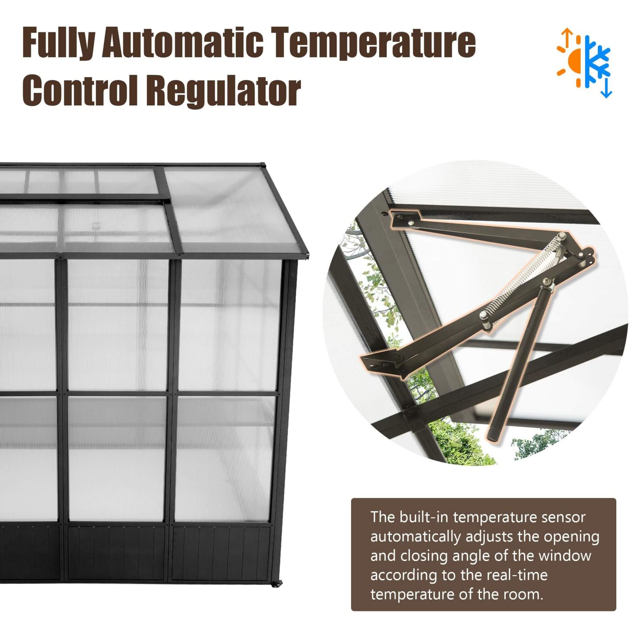 6X8FT Heavy-Duty Outdoor Polycarbonate Greenhouse With Fully Automatic Temperature Control Vent (SAK51892)