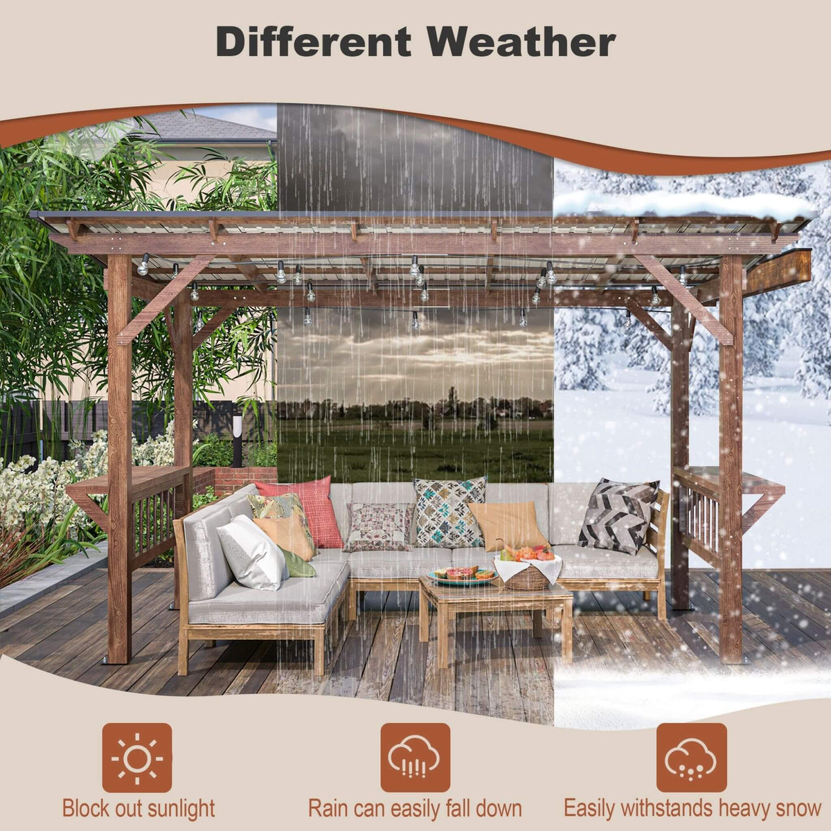 6X13FT Durable Outdoor Hardtop BBQ Grill Shelter Gazebo With Shelves (SAK65420)