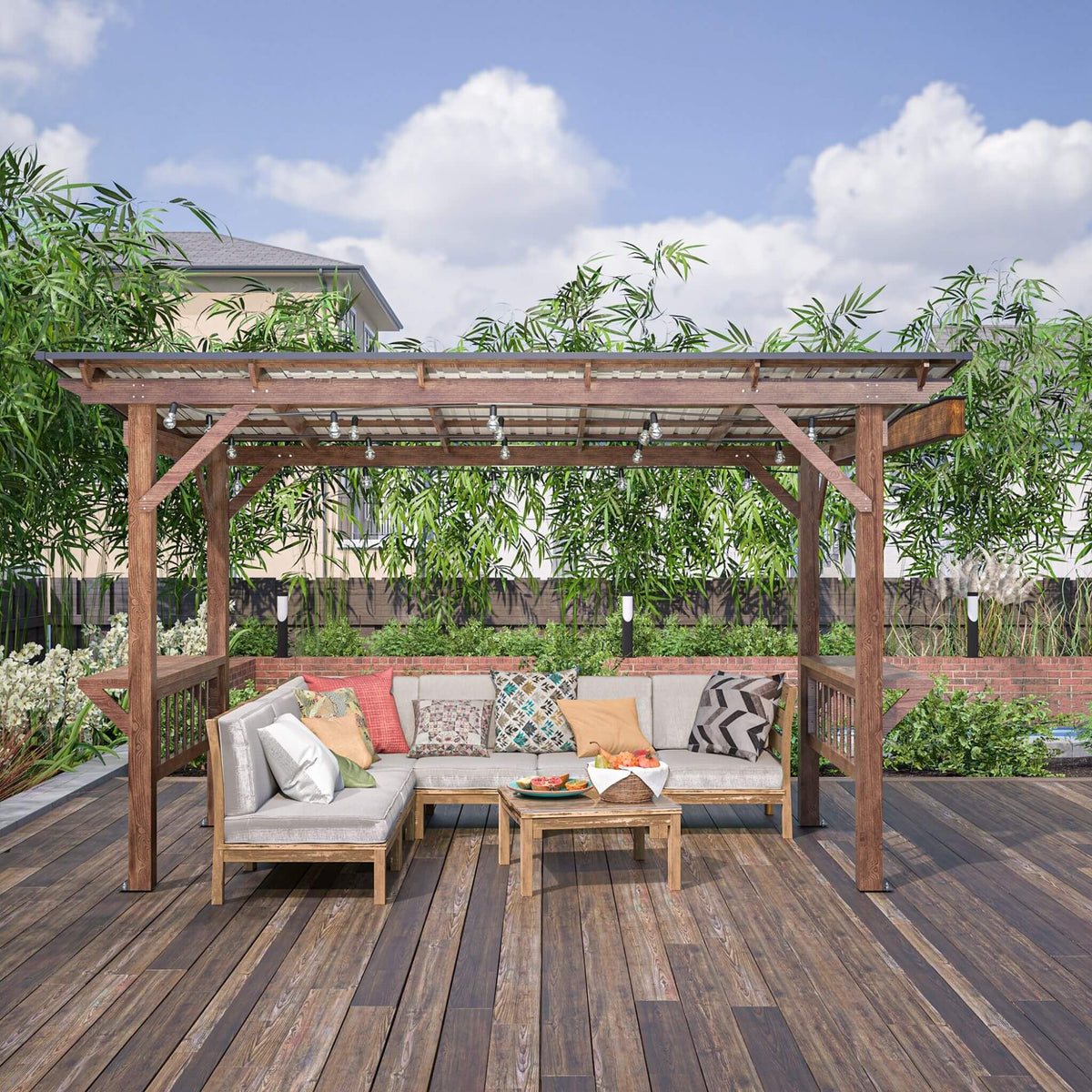 6X13FT Durable Outdoor Hardtop BBQ Grill Shelter Gazebo With Shelves (SAK65420)