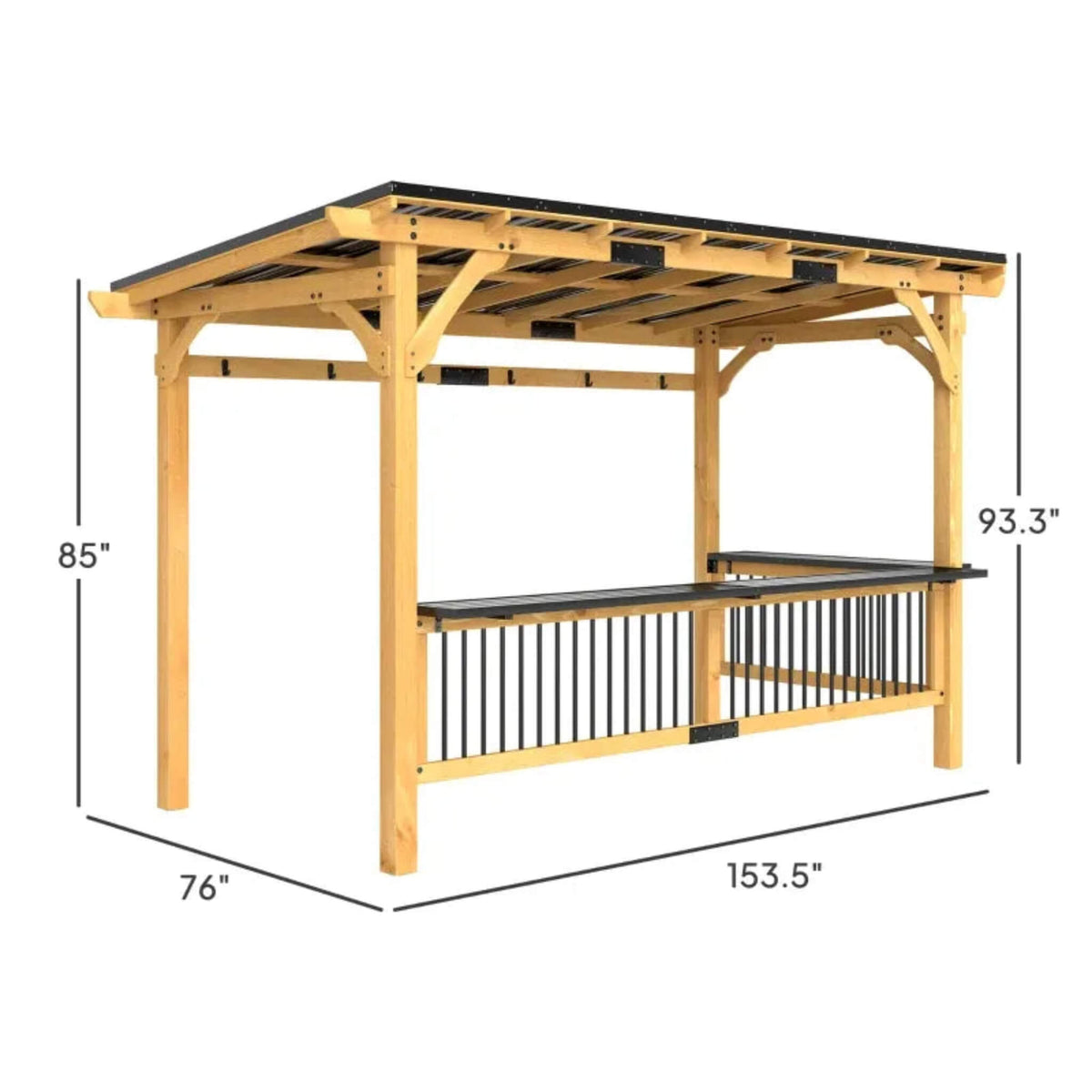 6x13 FT Premium Outdoor Hardtop Wooden BBQ Grill Gazebo (SAK97420)
