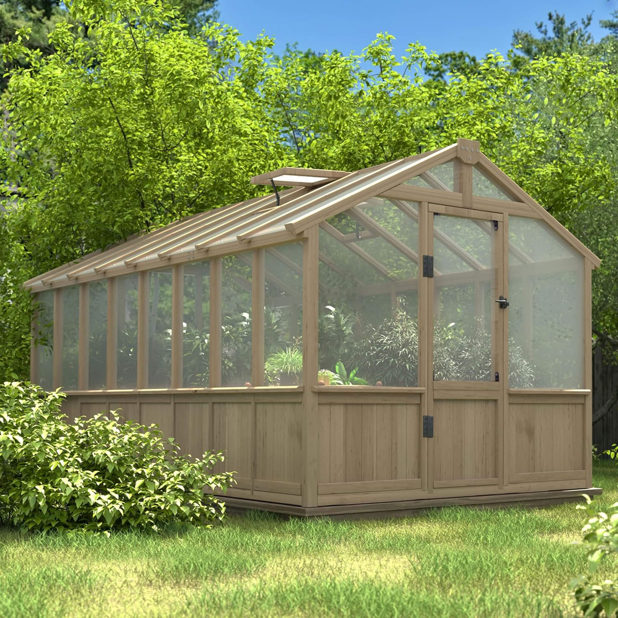 8X16 FT Large Heavy-Duty Outdoor Wooden Greenhouse With 6MM Polycarbonate Panels And Vent Roof (SAK18467)