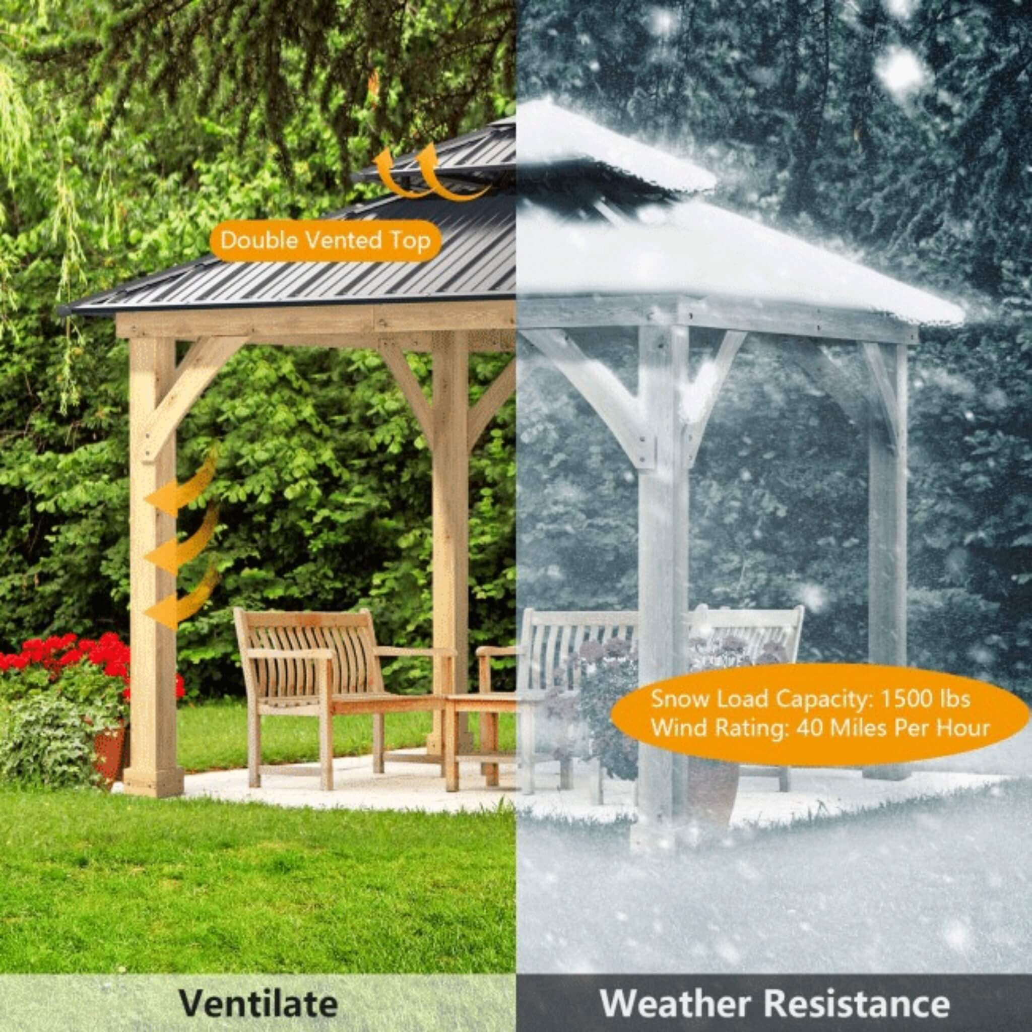 10X10FT Alora Premium Outdoor Patio Hardtop Gazebo W/ Double Steel Roof