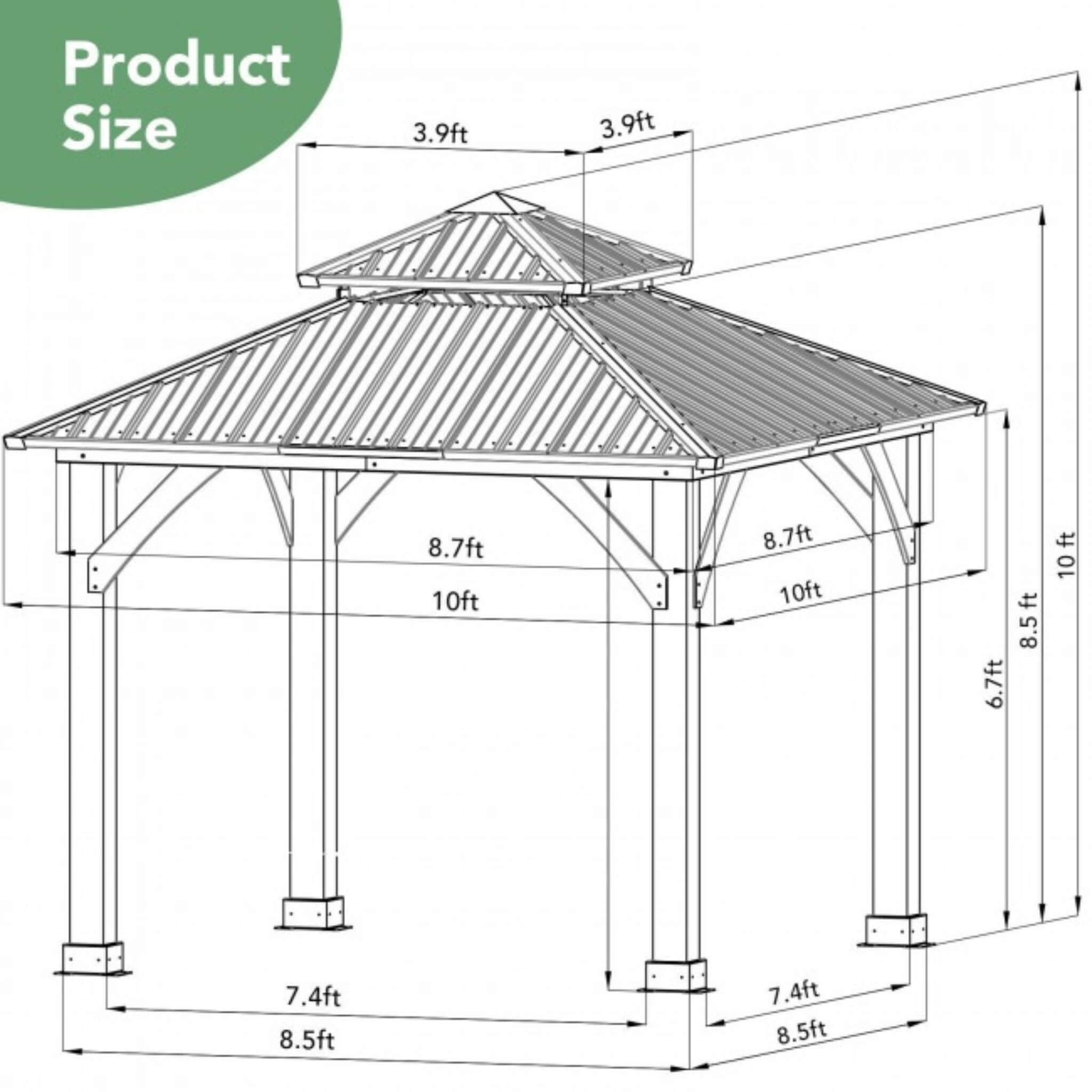 10X10FT Alora Premium Outdoor Patio Hardtop Gazebo W/ Double Steel Roof
