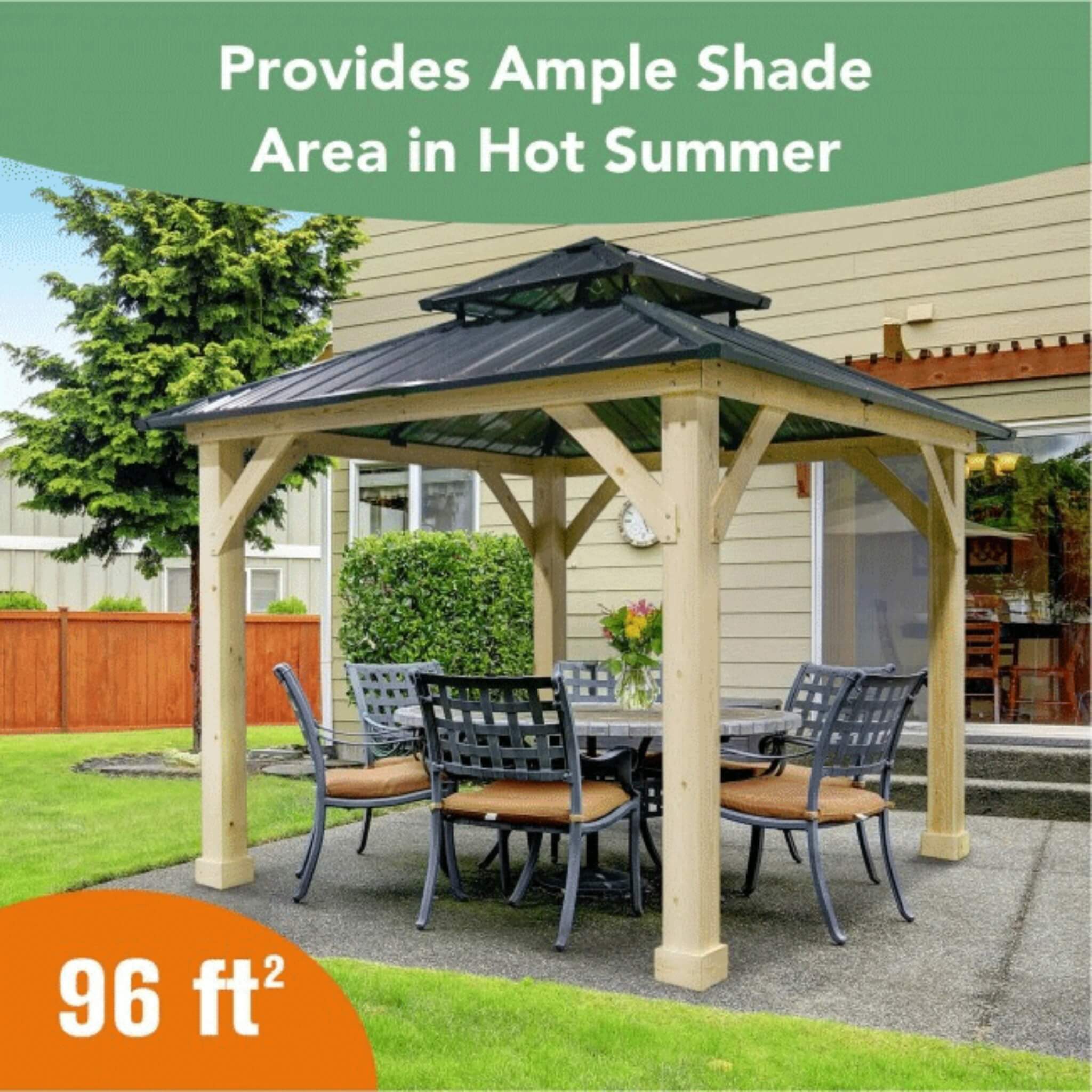 10X10FT Alora Premium Outdoor Patio Hardtop Gazebo W/ Double Steel Roof