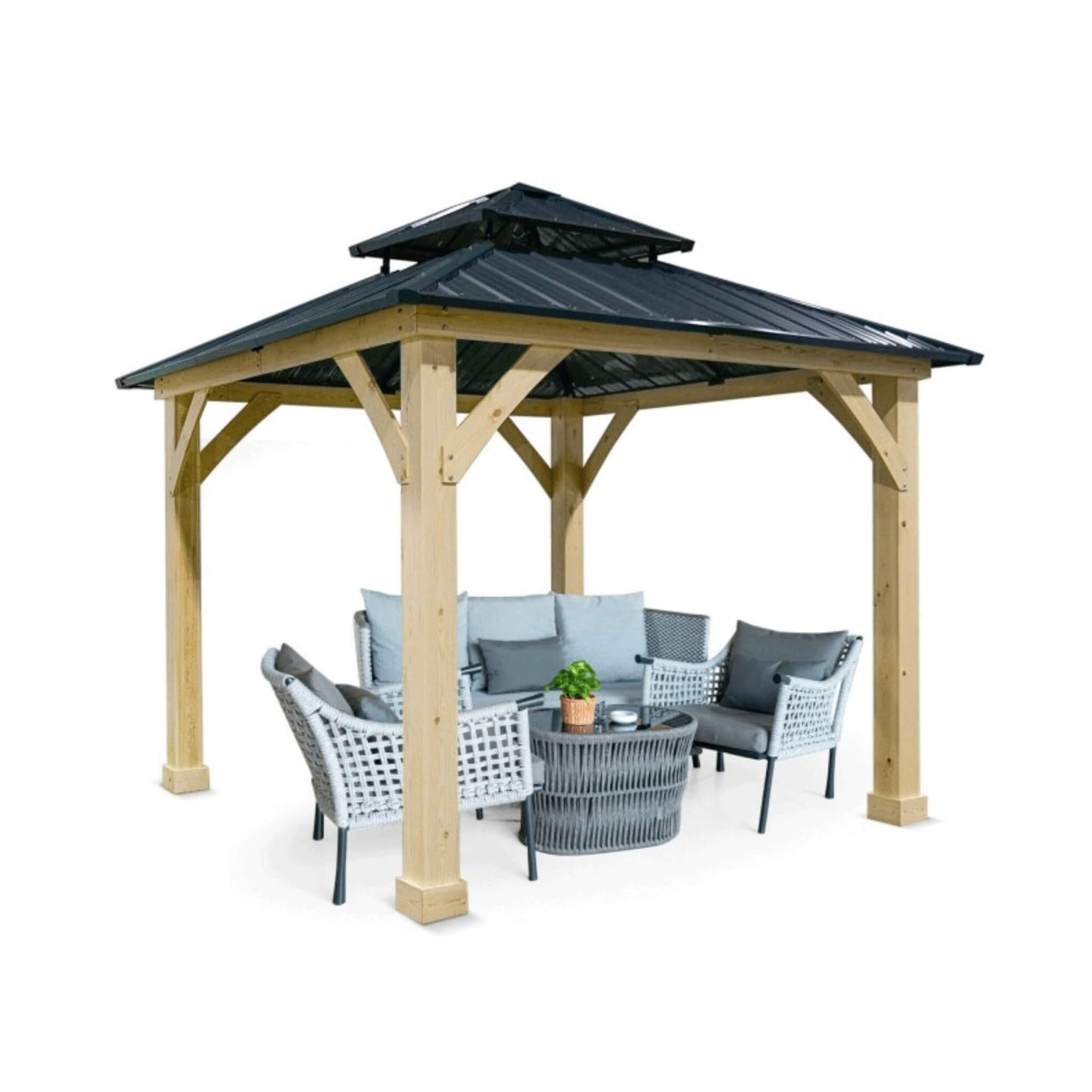 10X10FT Alora Premium Outdoor Patio Hardtop Gazebo W/ Double Steel Roof