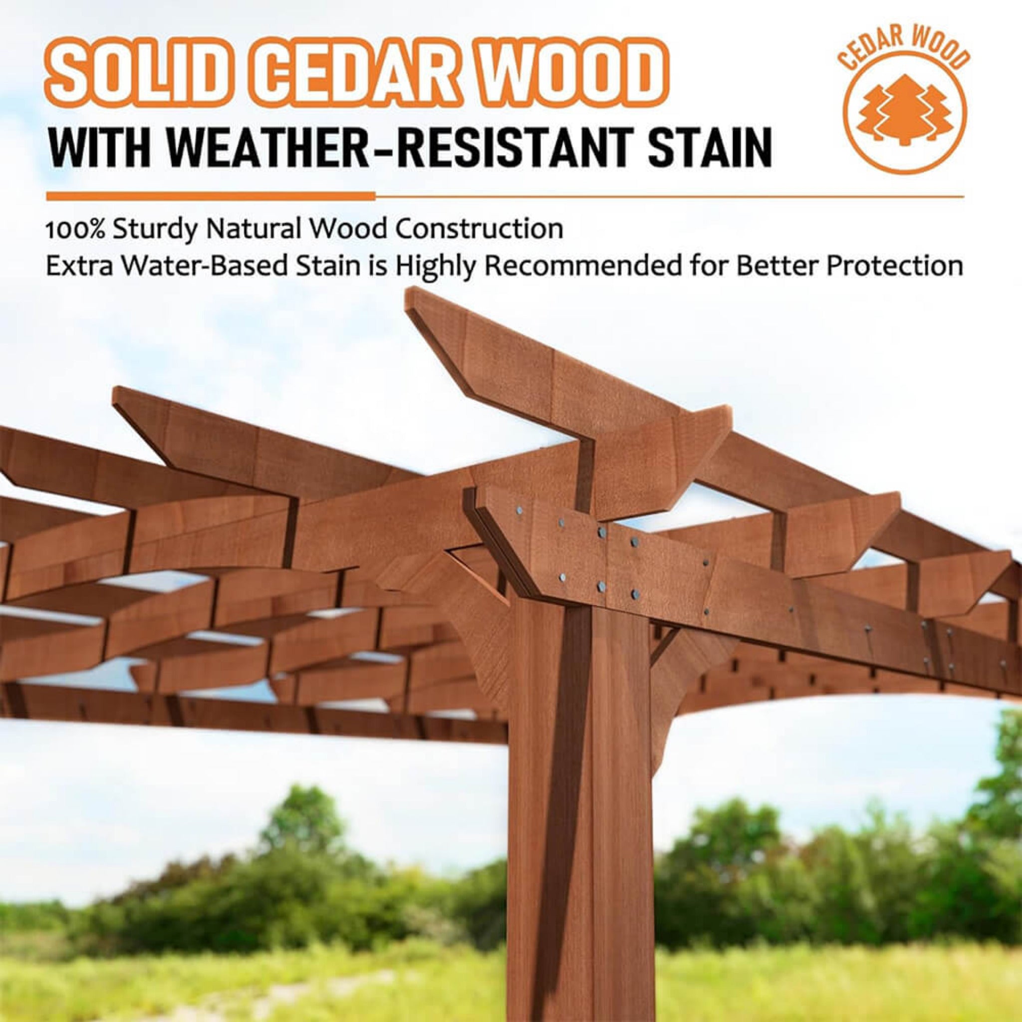 10X12FT Alora Premium Outdoor All-Season Backyard Patio Cedar Wood Gazebo Pergola With Arched Roof (SAK42915)
