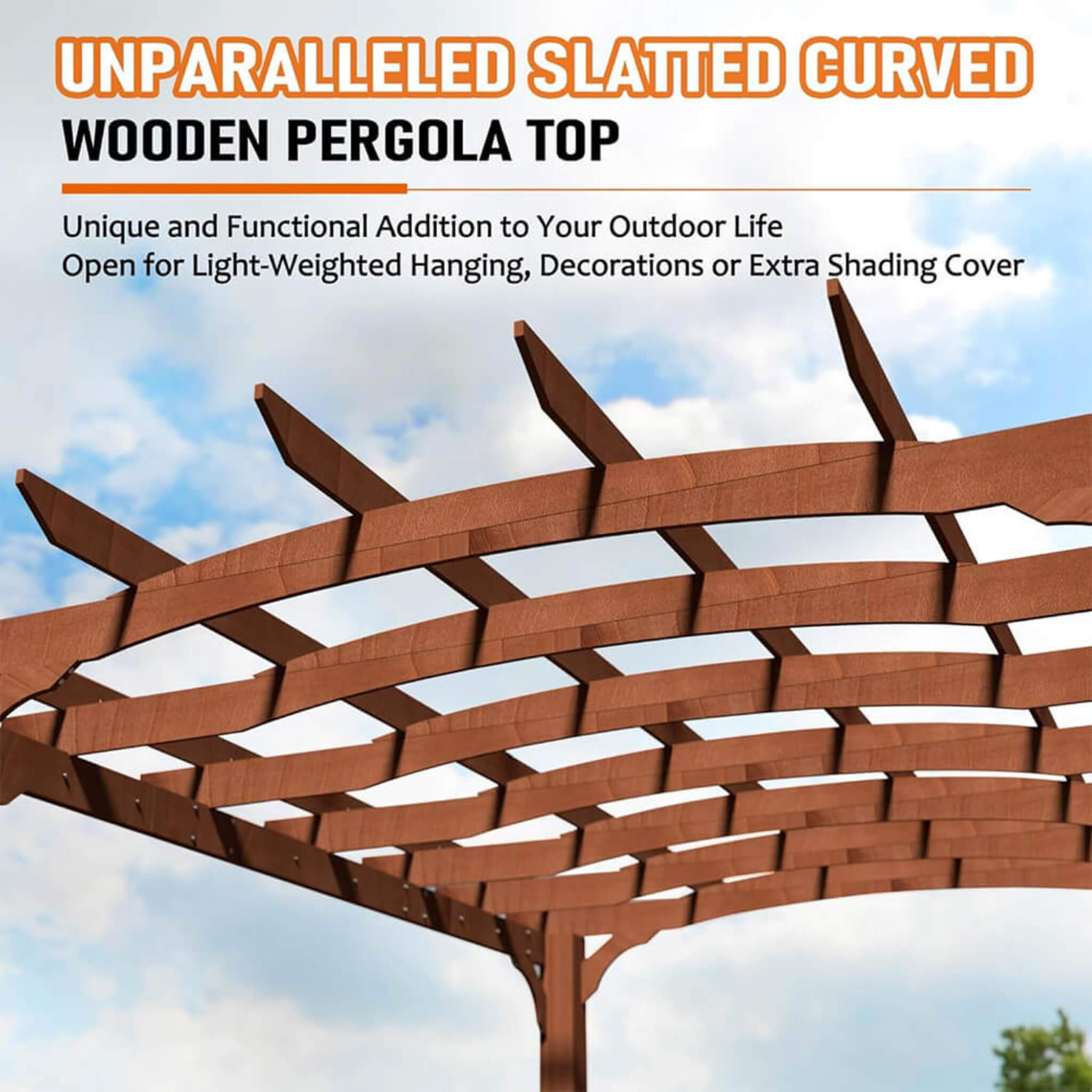 10X12FT Alora Premium Outdoor All-Season Backyard Patio Cedar Wood Gazebo Pergola With Arched Roof (SAK42915)