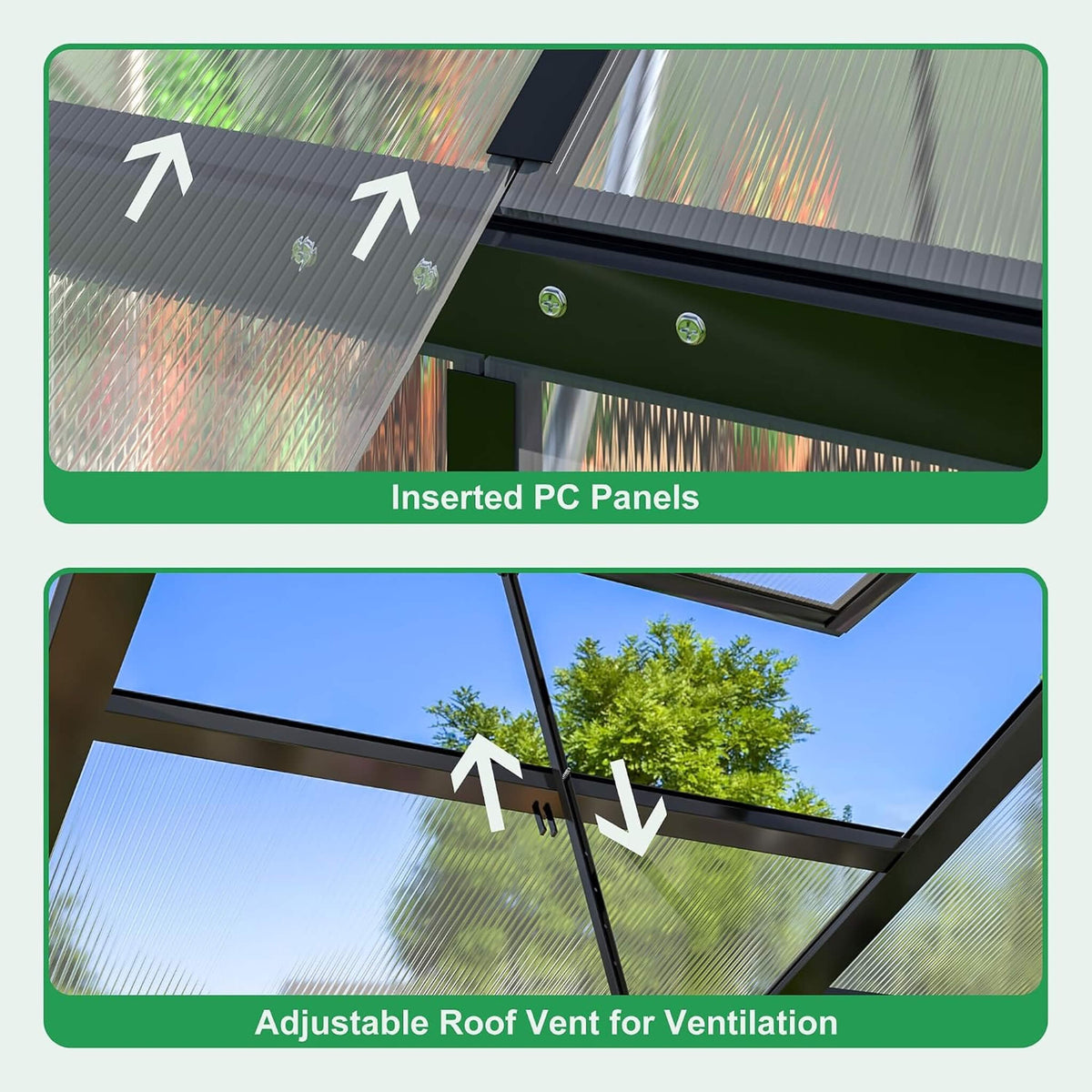 10X16FT Premium Walk-In Polycarbonate Greenhouse With Aluminum Frame (SAK49173)