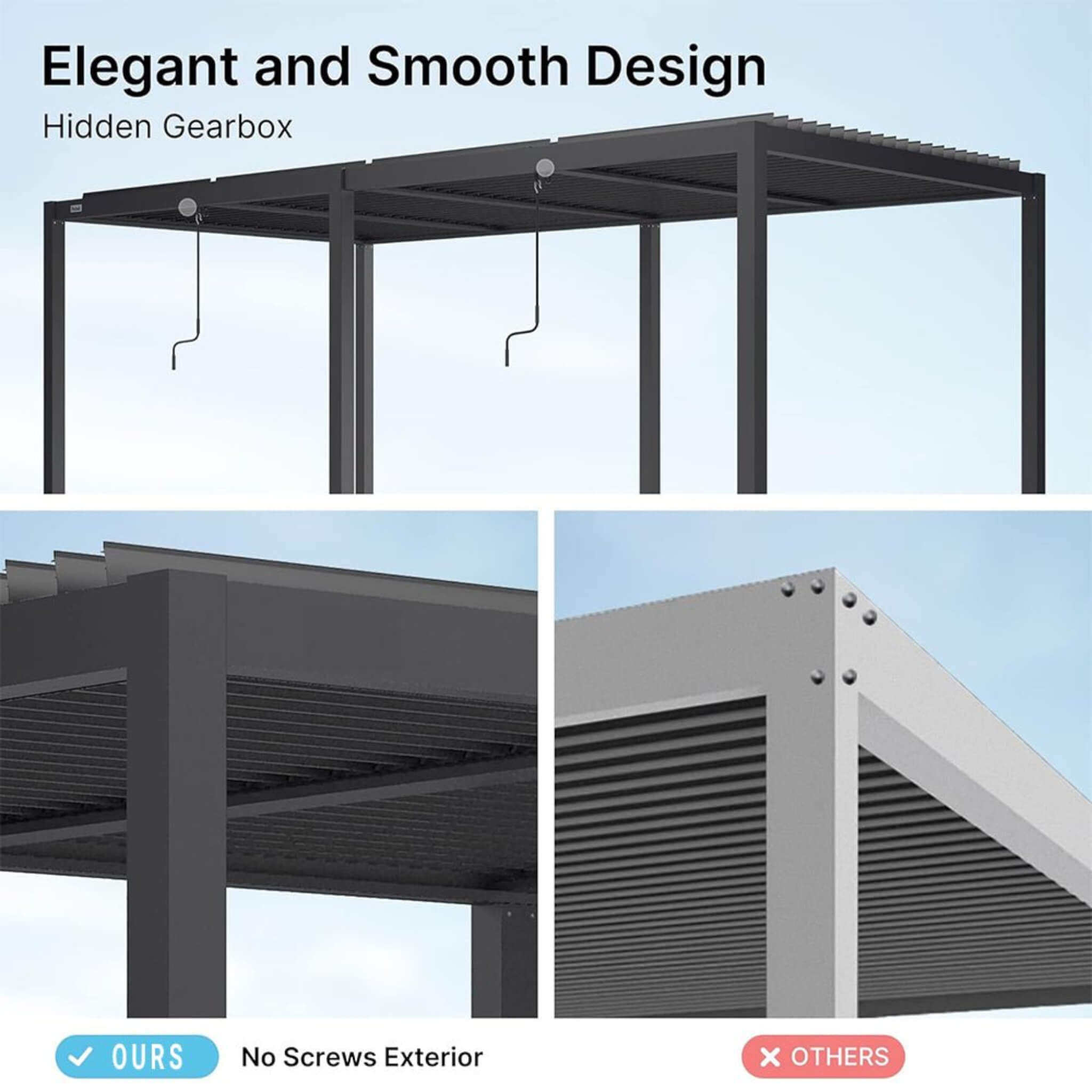 10X19FT Alora Premium Full Aluminum Patio Outdoor Louvered Pergola With Adjustable Hardtop Roof (SAK86352)