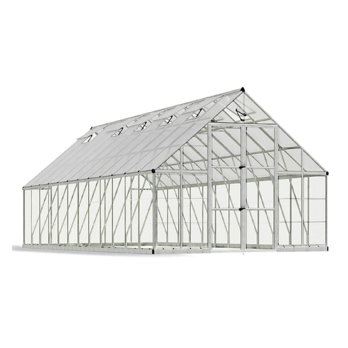 10X24FT Premium Heavy-Duty Polycarbonate Walk-In Greenhouse W/ Aluminum Frame & Built-In Gutter System (SAK58472)