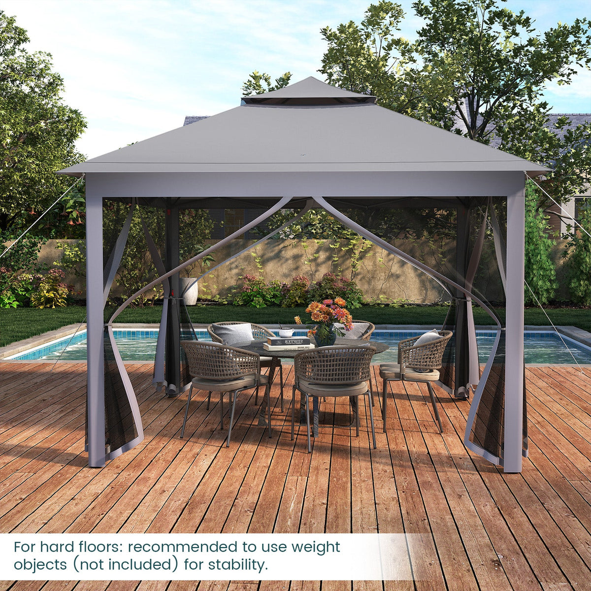 11 x 11 Feet 2-Tier Pop-Up Gazebo Tent Portable Canopy Shelter Carry Bag Mesh