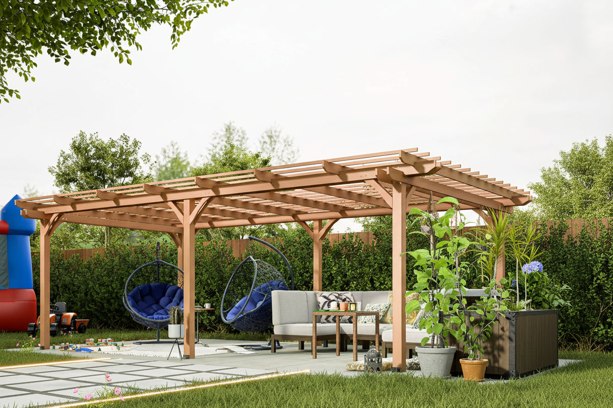 12X16FT Alora Extra Large Outdoor Wooden Waterproof Grape Pergola (SAK76476)