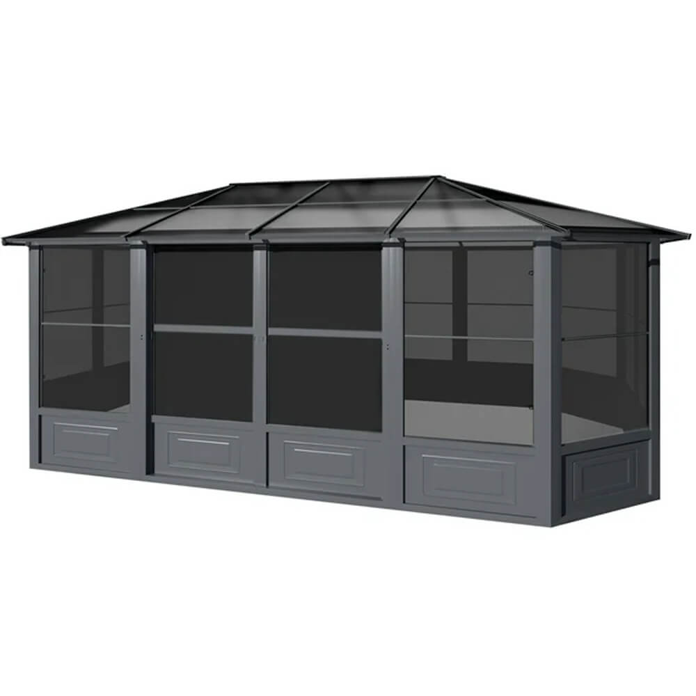 12x18FT Alora Large Luxury Outdoor All-Season Aluminum Solarium Sunroom With Polycarbonate Hardtop And Sliding Doors (SAK35948)
