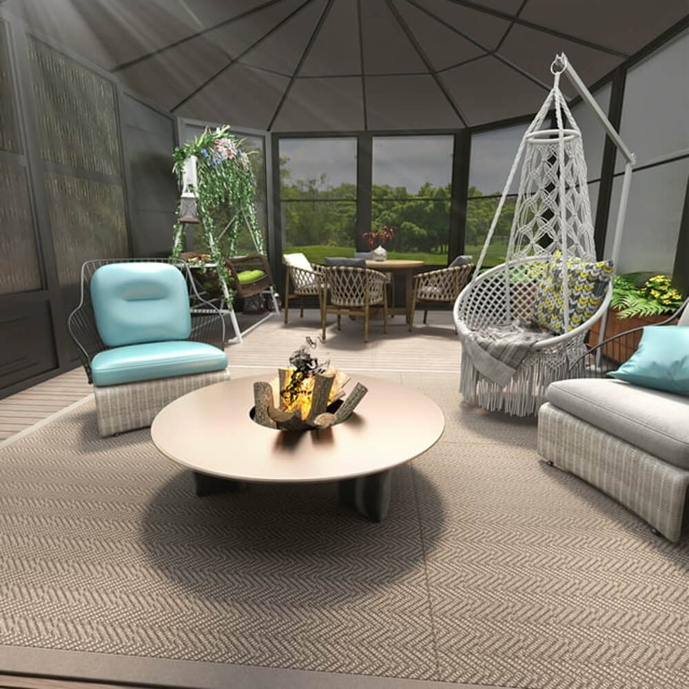 12x18FT Alora Large Luxury Outdoor All-Season Aluminum Solarium Sunroom With Polycarbonate Hardtop And Sliding Doors (SAK35948)