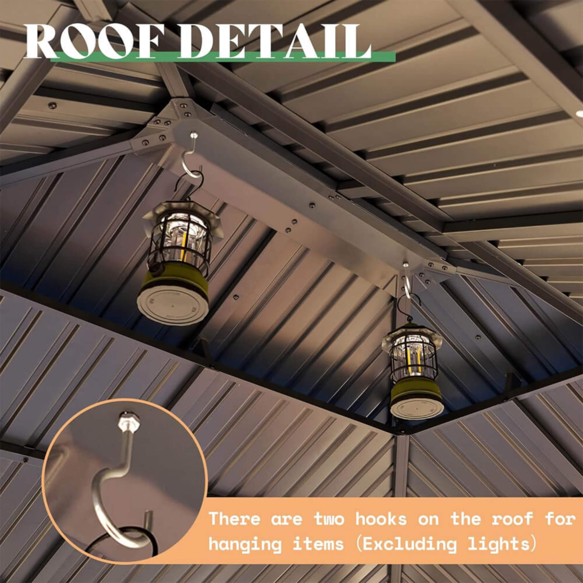 13X15FT Alora Premium Outdoor All-Season Wooden Cedar Hardtop Gazebo Carport With Double Iron Roof (SAK35187)