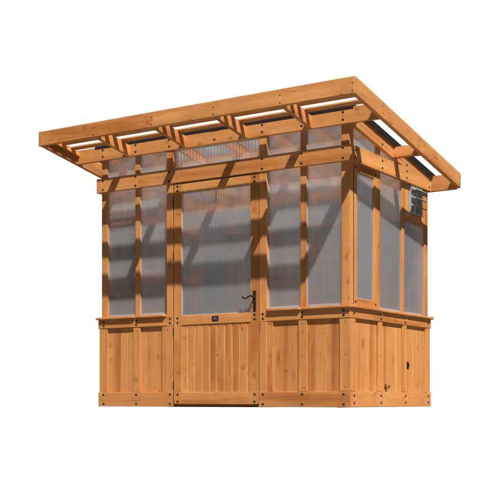 Poppy 9 Ft. W X 6 Ft. D X 8 Ft. H Cedar Wood and Polycarbonate Light Brown Walk-In Outdoor Greenhouse Kit W/ Powerport
