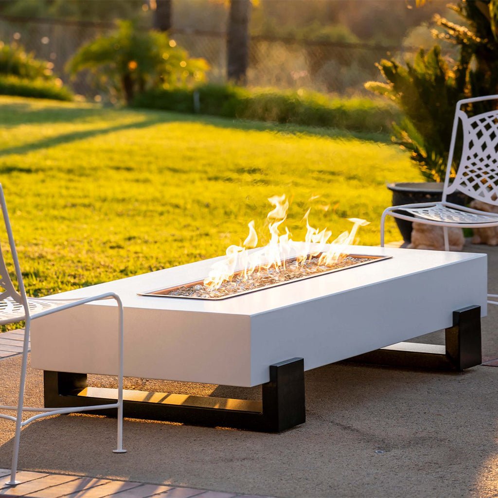 The Outdoor Plus: Baja Black & White Powder-Coated Metal Fire Table