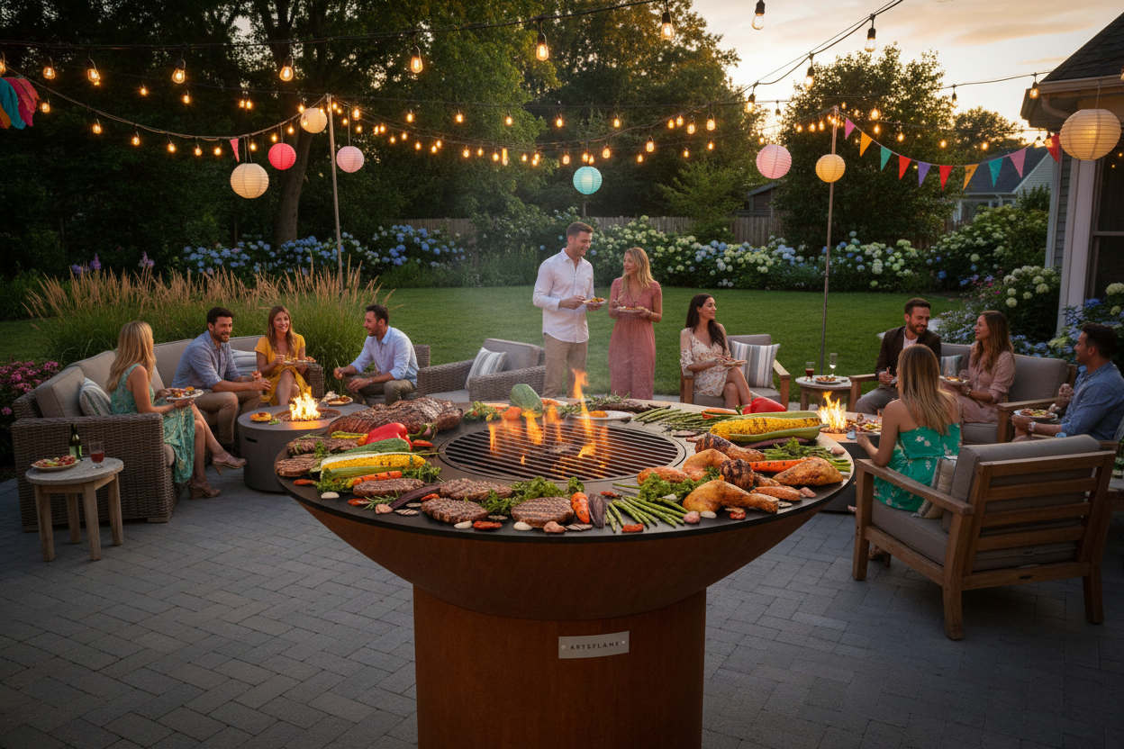 Arteflame Classic 40″ — Round Base Flat-Top Grill & Fire Bowl