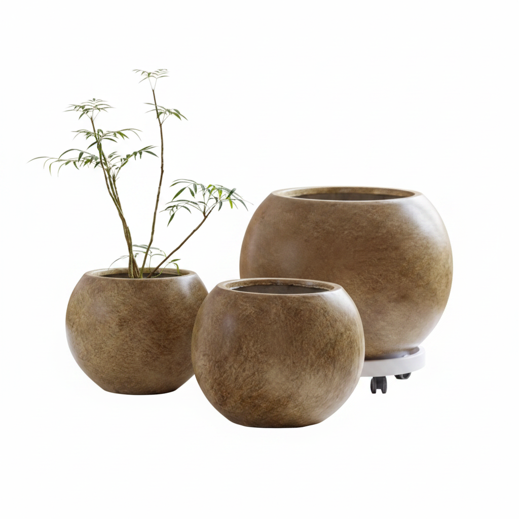 Round Magnesium Clay Planter