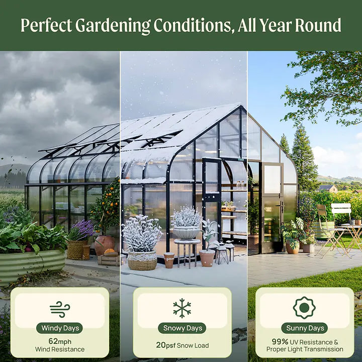 Vego Garden Pacifica Series Greenhouse - 10.5 Ft Width