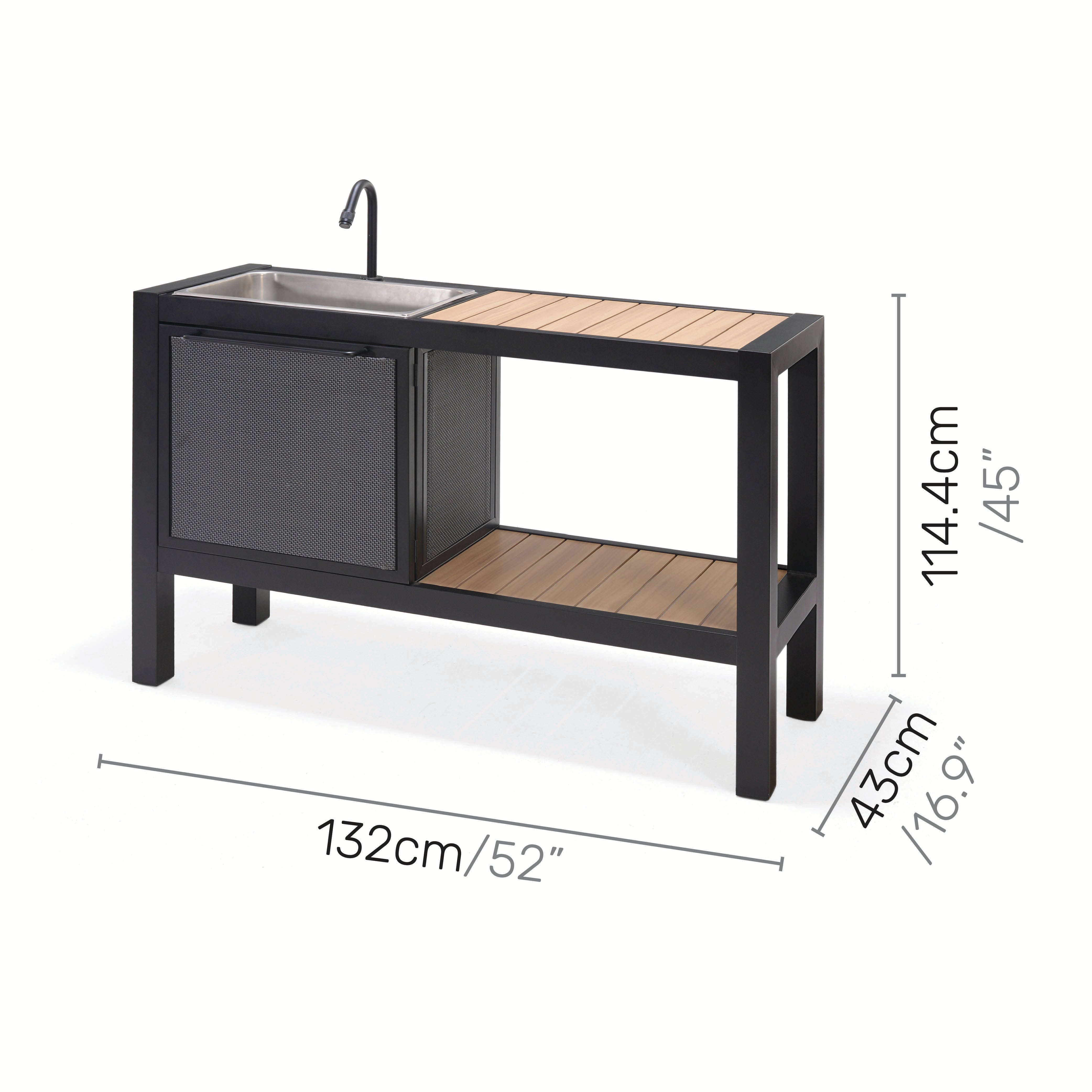Panama Dark Outdoor Kitchen Sink & Prep Station