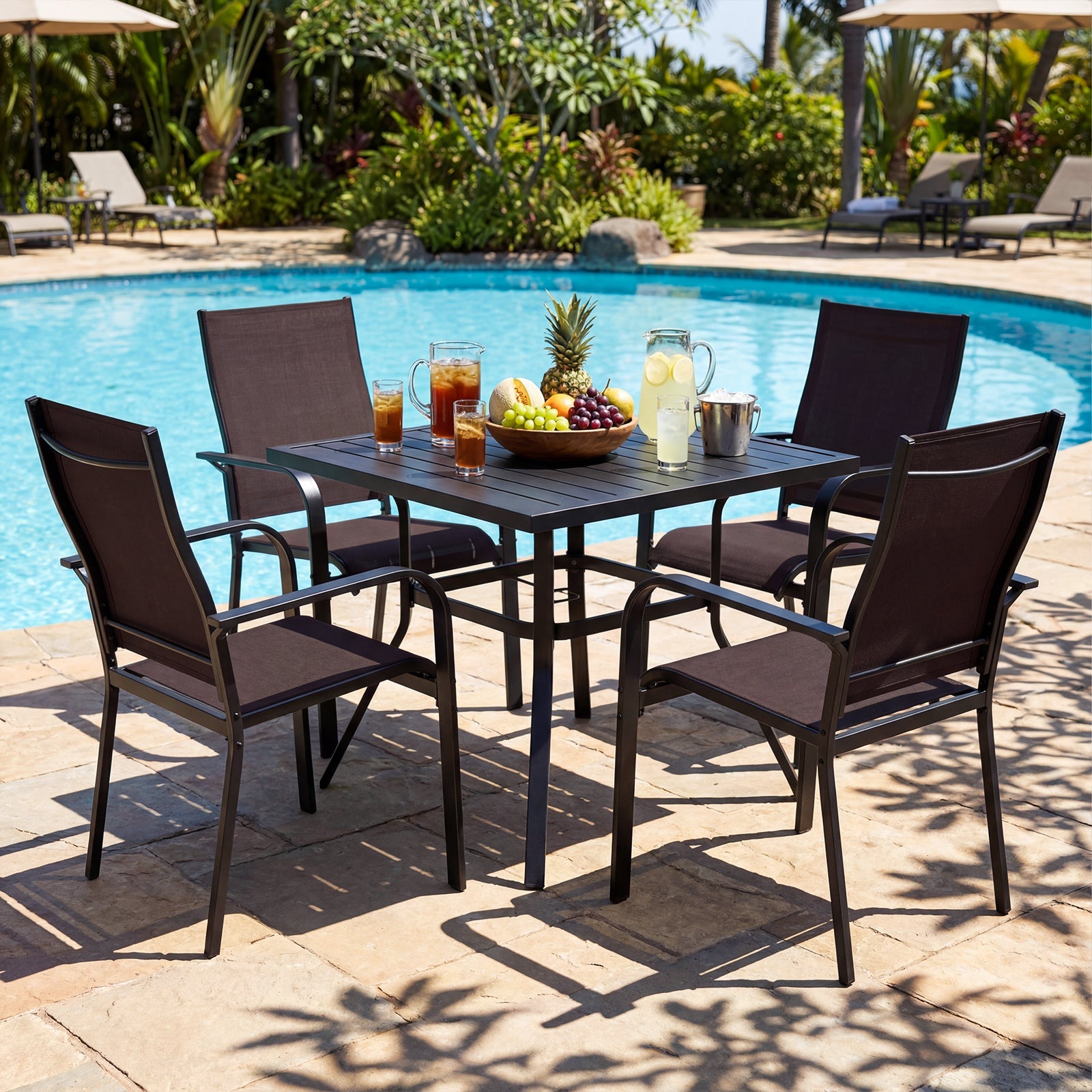 Patio Dining Chairs Set of 2/4/6 Stackable Outdoor Armchairs