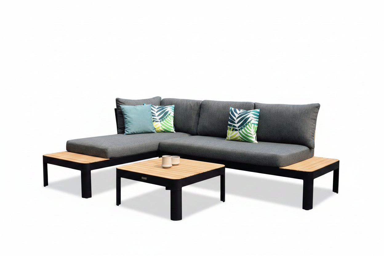 Portals Teak and Aluminum Modular Sofa 3pc Set