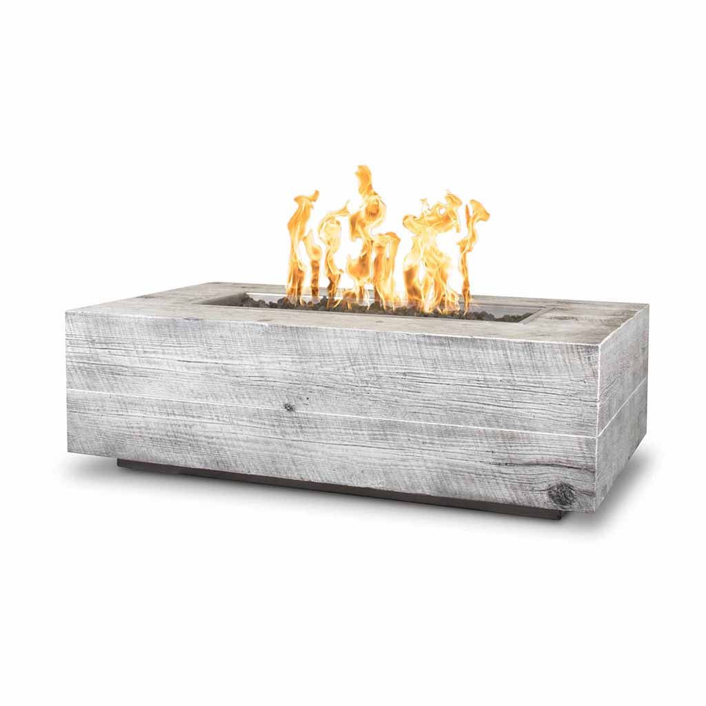 The Outdoor Plus: Coronado 96" Wood Grain GFRC Rectangular Fire Pit