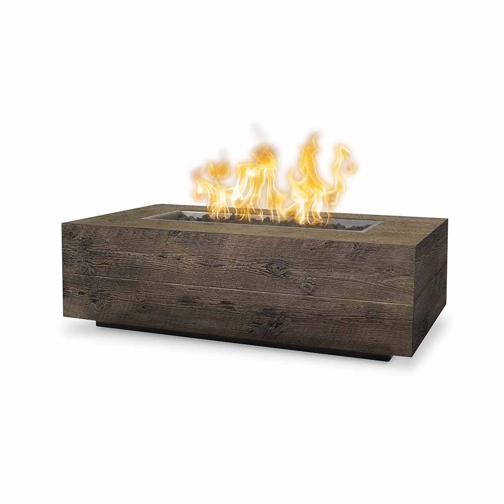 The Outdoor Plus: Coronado 108" Wood Grain GFRC Rectangular Fire Table