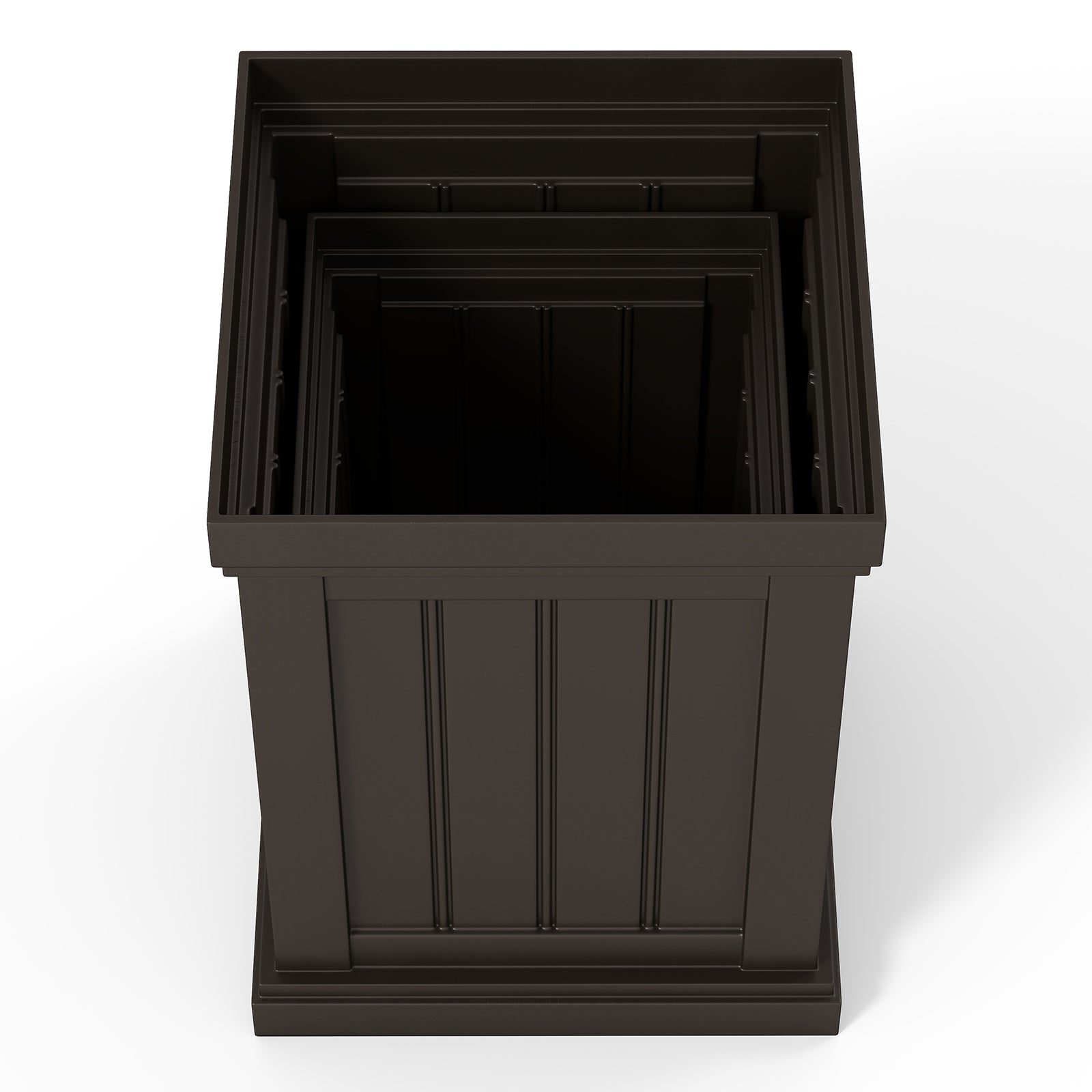 Square Plastic Planters Set of 2 Small Flower Pots with Drainage Holes and Nesting Design-Brown