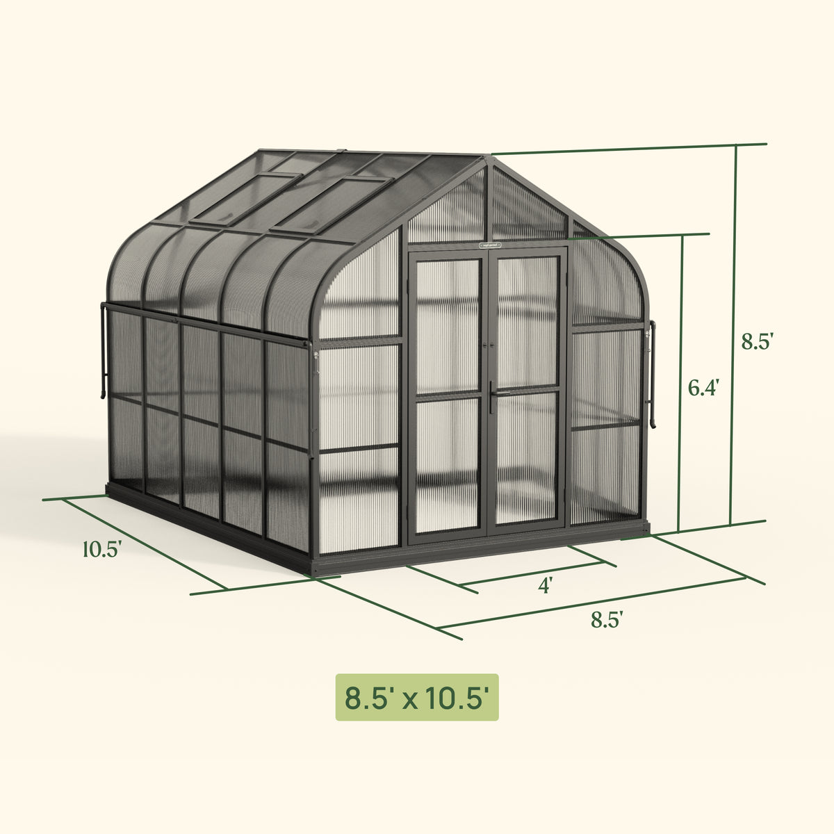 Vego Garden Pacific Series Greenhouse – 8.5 ft Wide