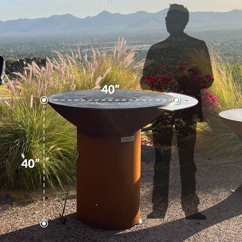 Arteflame Classic 40″ — Round Base Flat-Top Grill & Fire Bowl