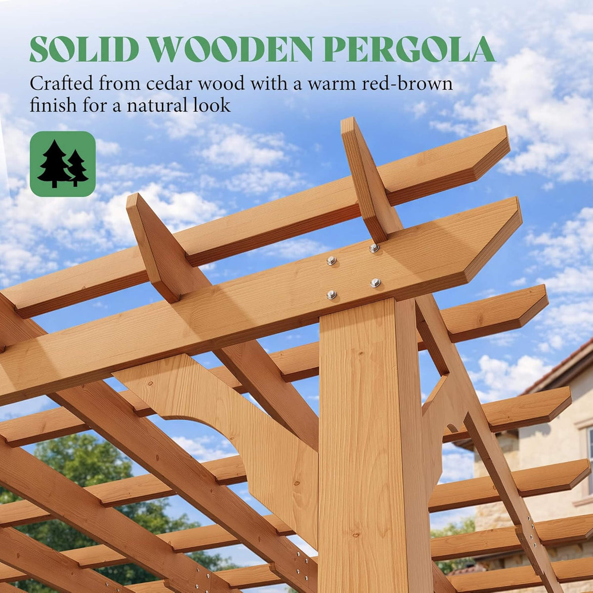 Outdoor Cedar Wood Pergola Kit with Slatted Roof