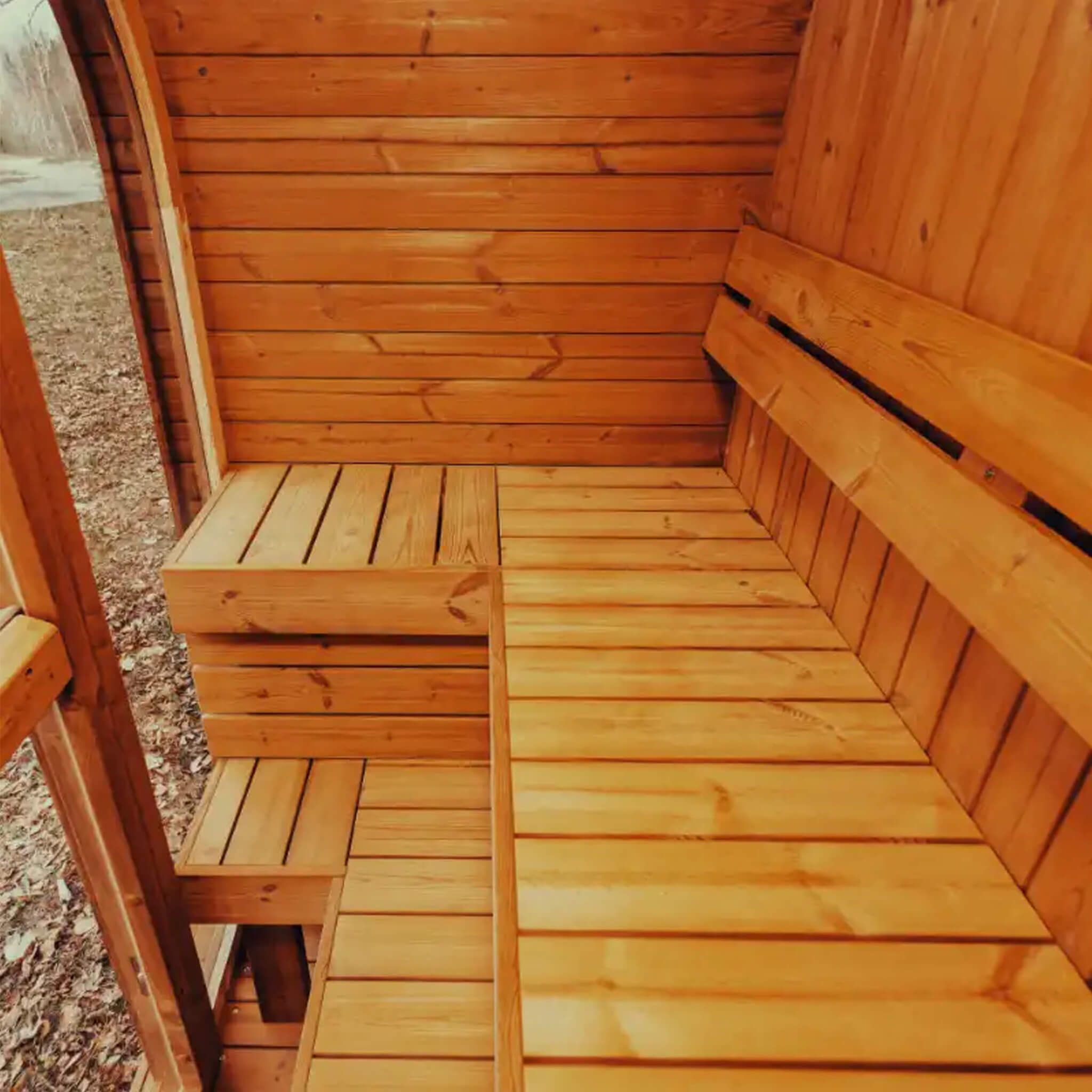 Premium 3-Person Outdoor Scandinavian ThermoWood Cube Sauna Kit With LED Lighting