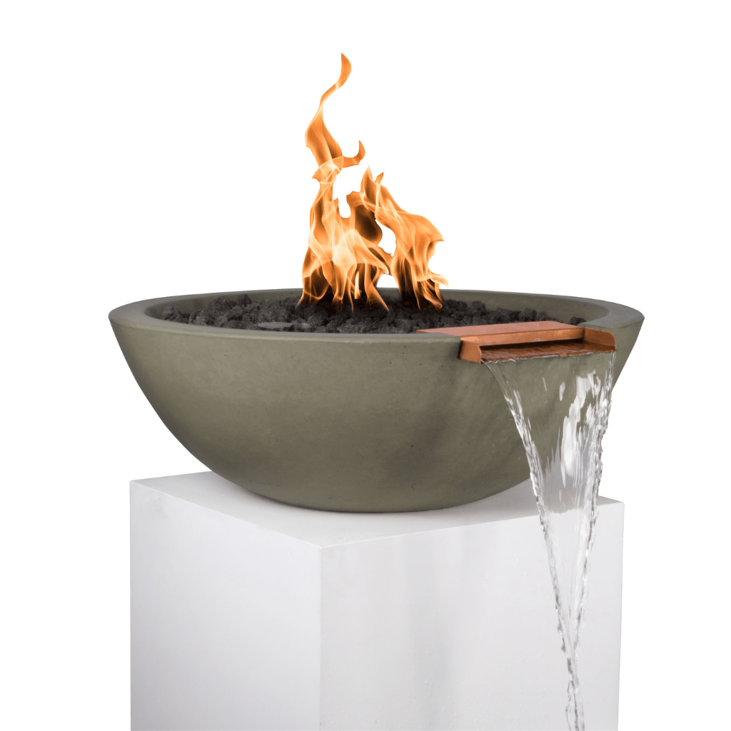 The Outdoor Plus: Sedona 27" Round GFRC Fire & Water Bowl (Match Lit)