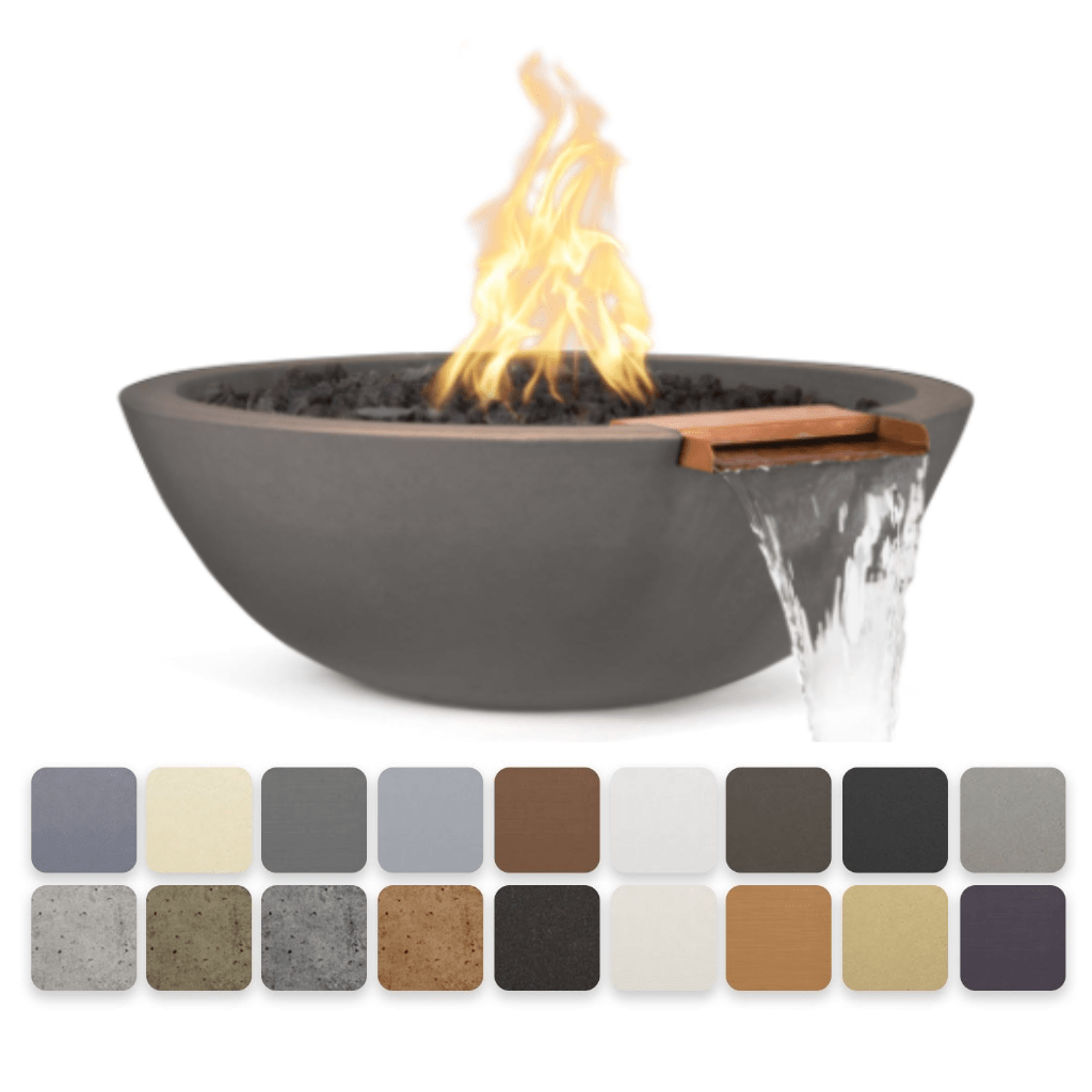 The Outdoor Plus: Sedona 27" Round GFRC Fire & Water Bowl (Match Lit)