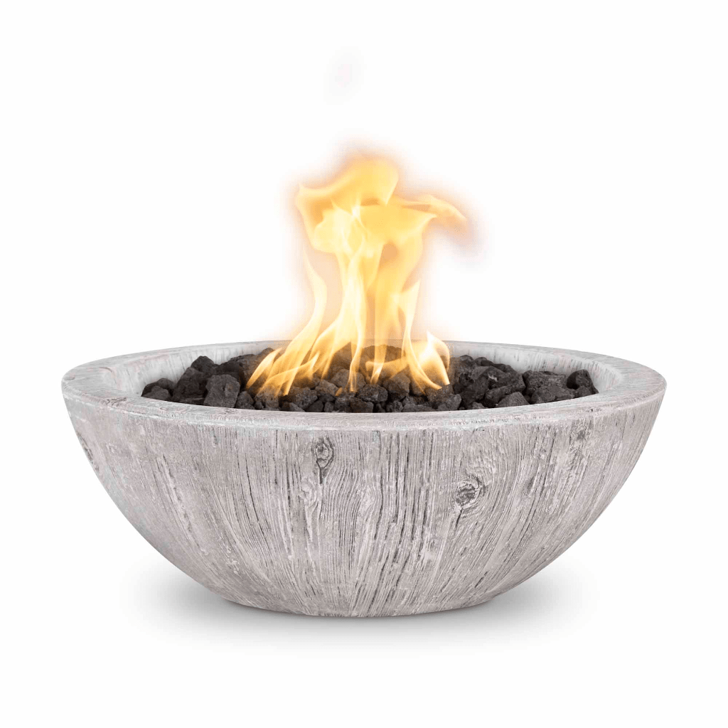 The Outdoor Plus: Sedona 27" Wood Grain GFRC Round Fire Bowl
