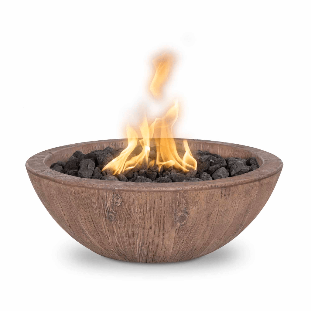 The Outdoor Plus: Sedona 27" Wood Grain GFRC Round Fire Bowl