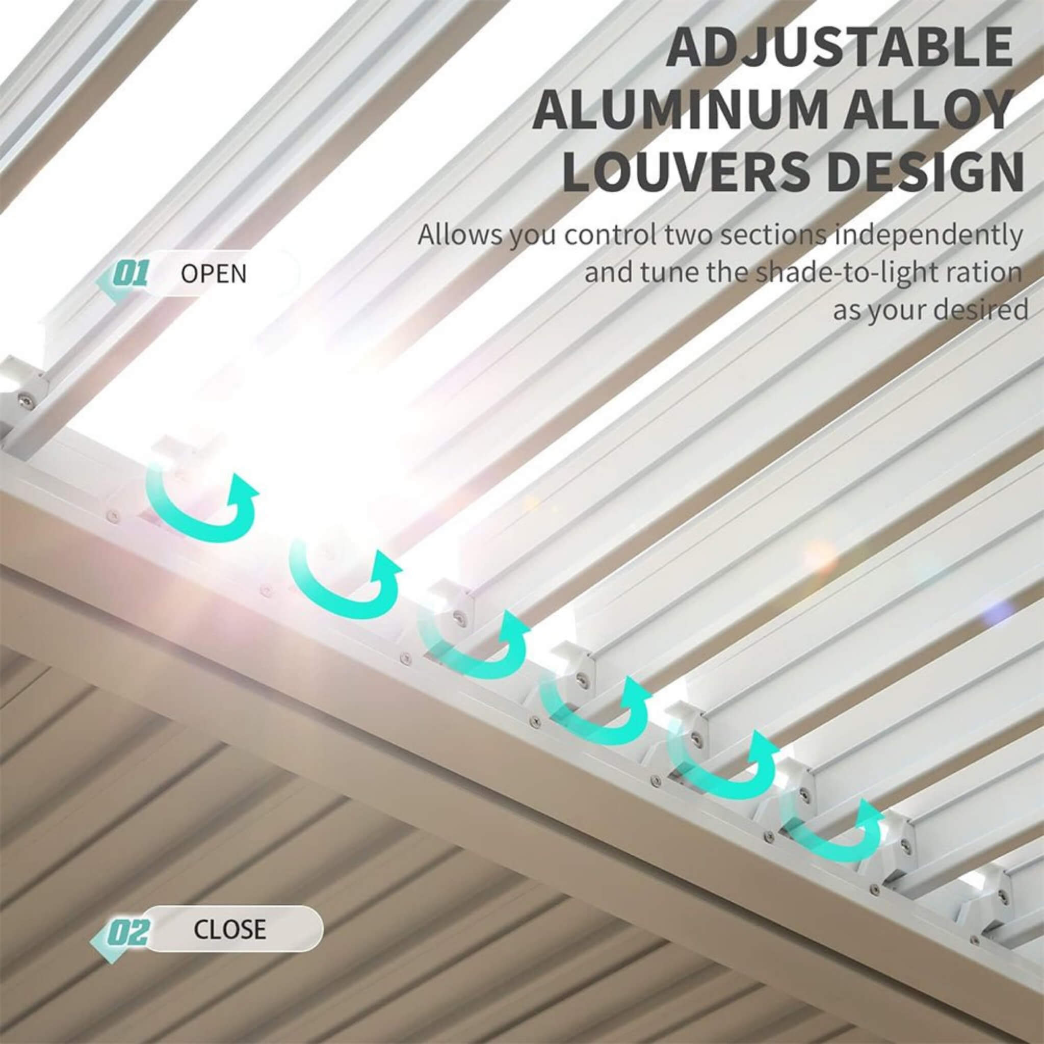 12X20 FT Alora Outdoor Hardtop Louvered Pergola With Adjustable Aluminum Rainproof Roof (SAK18625)