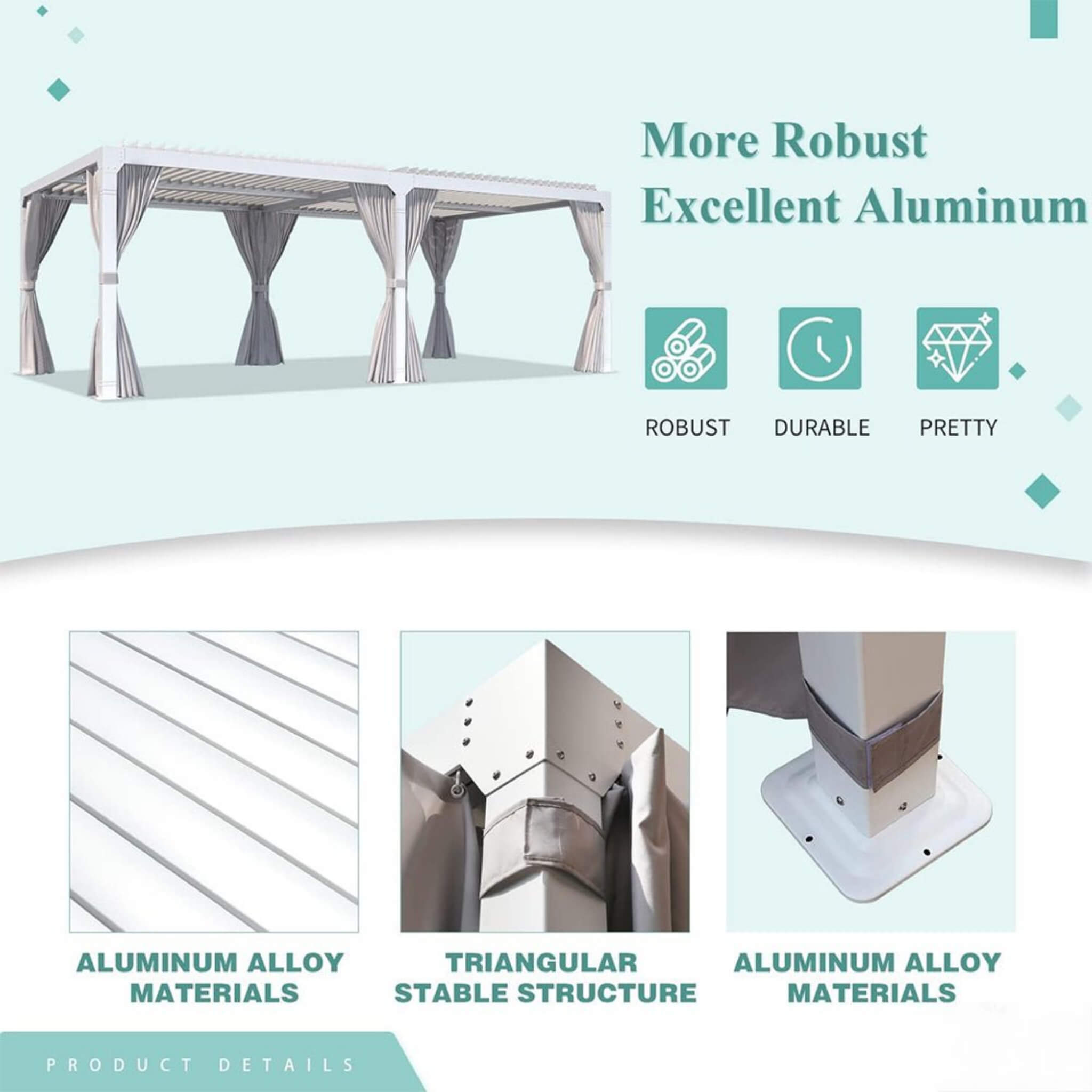 12X20 FT Alora Outdoor Hardtop Louvered Pergola With Adjustable Aluminum Rainproof Roof (SAK18625)