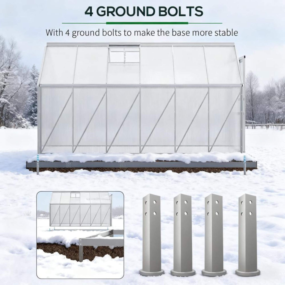 6X12FT Heavy-Duty Aluminum Walk-In Greenhouse With Rooftop Vent And Sliding Door (SAK69048)