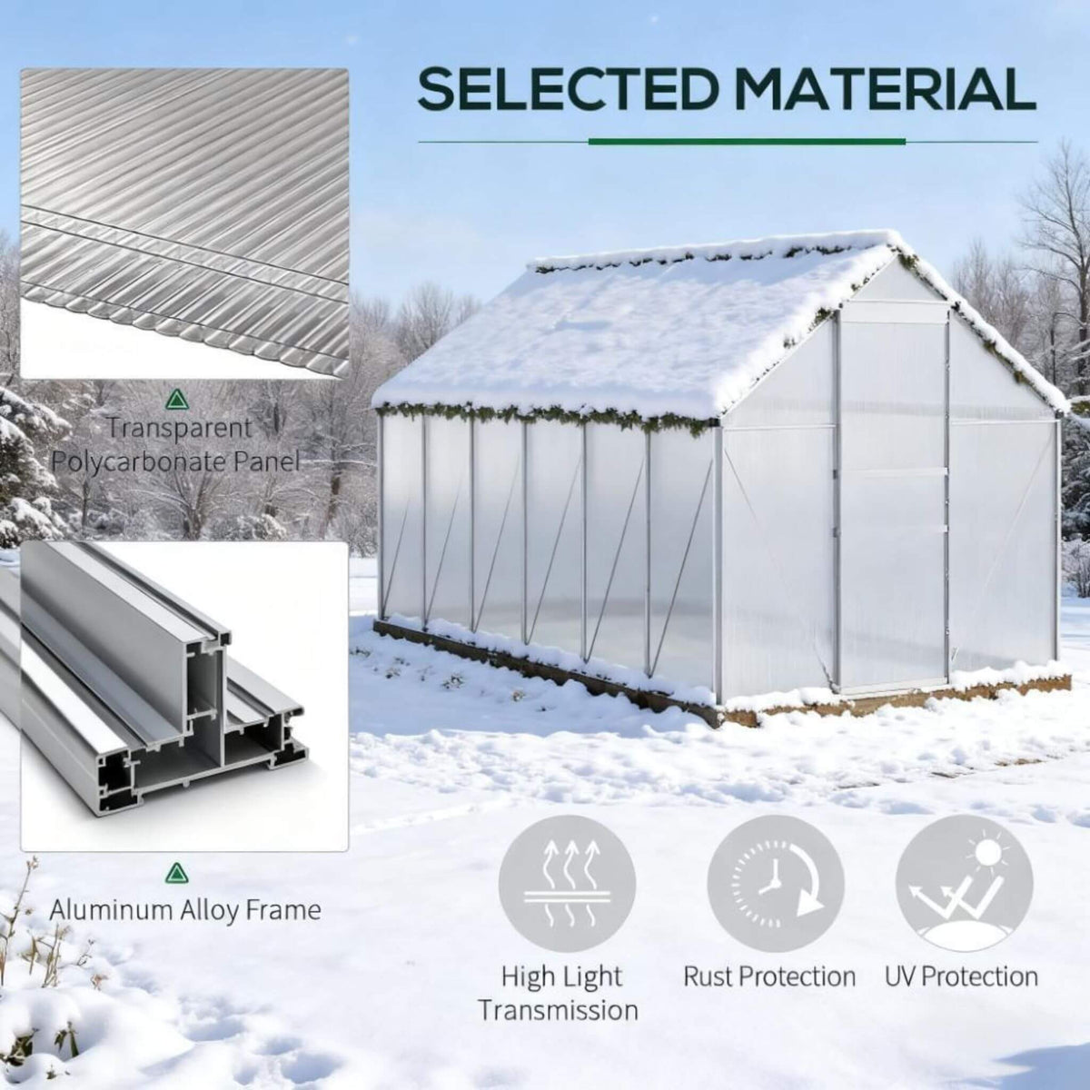6X12FT Heavy-Duty Aluminum Walk-In Greenhouse With Rooftop Vent And Sliding Door (SAK69048)