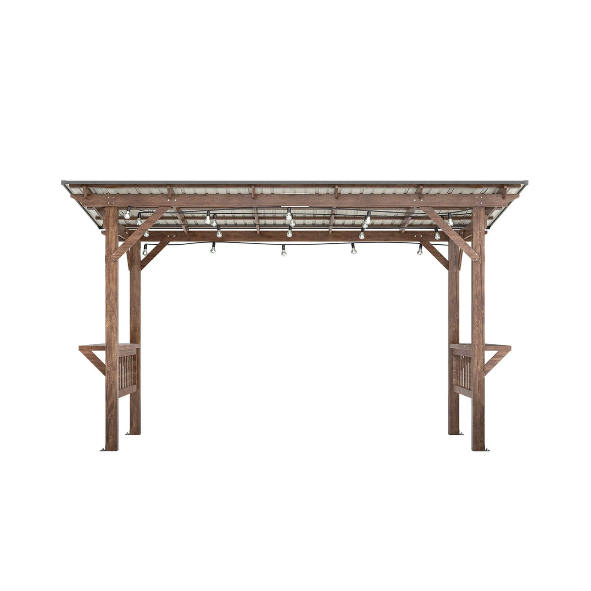 6X13FT Durable Outdoor Hardtop BBQ Grill Shelter Gazebo With Shelves (SAK65420)