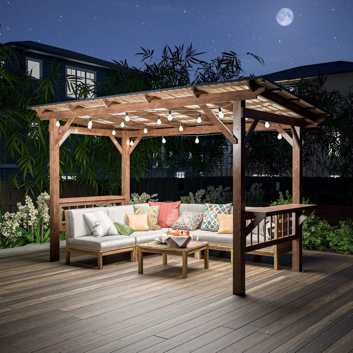 6X13FT Durable Outdoor Hardtop BBQ Grill Shelter Gazebo With Shelves (SAK65420)