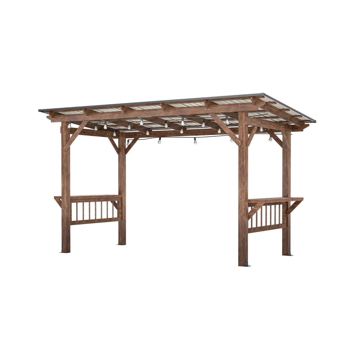 6X13FT Durable Outdoor Hardtop BBQ Grill Shelter Gazebo With Shelves (SAK65420)
