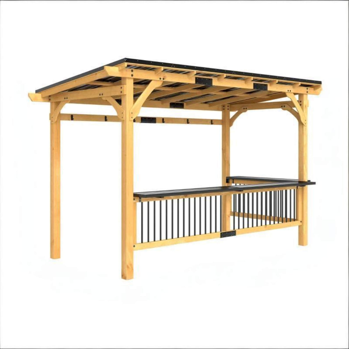 6x13 FT Premium Outdoor Hardtop Wooden BBQ Grill Gazebo (SAK97420)