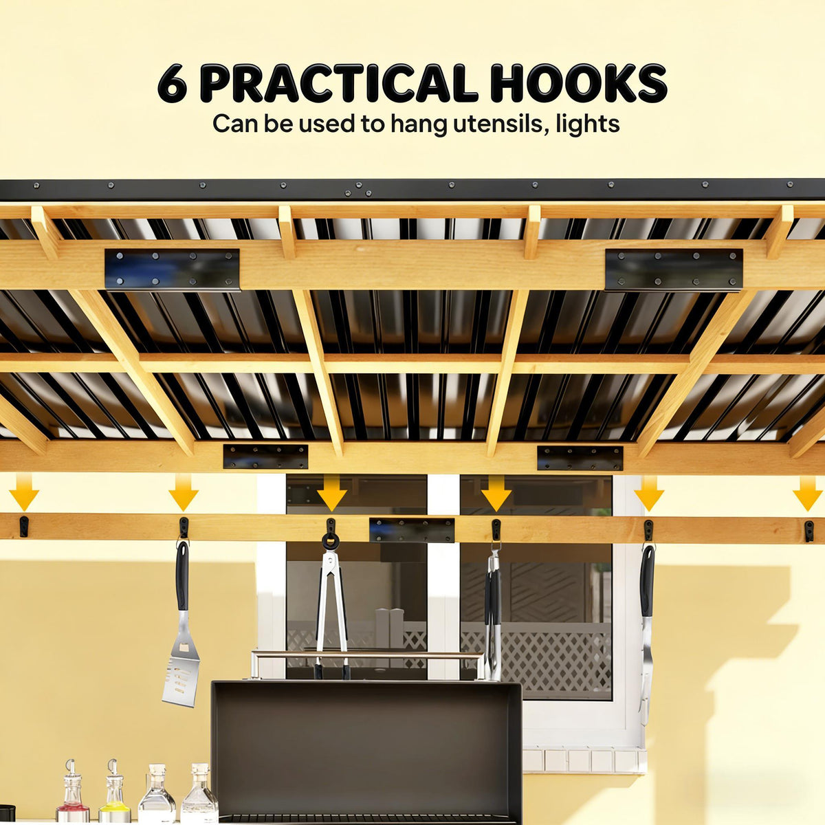 6x13 FT Premium Outdoor Hardtop Wooden BBQ Grill Gazebo (SAK97420)