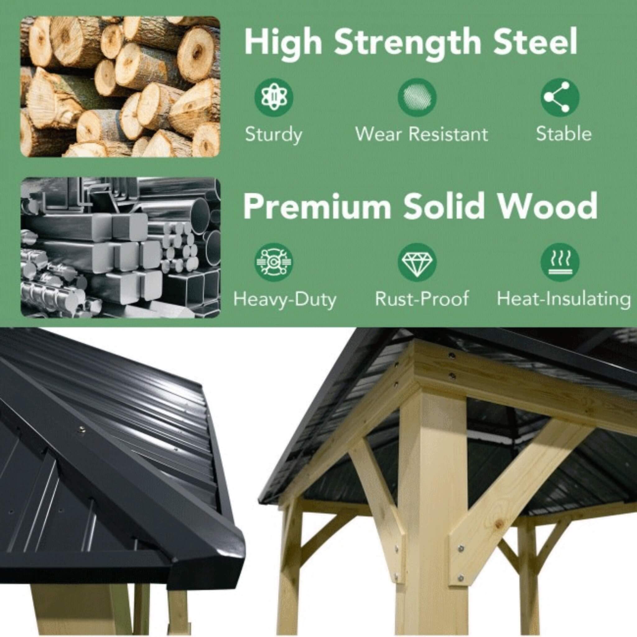 10X10FT Alora Premium Outdoor Patio Hardtop Gazebo W/ Double Steel Roof