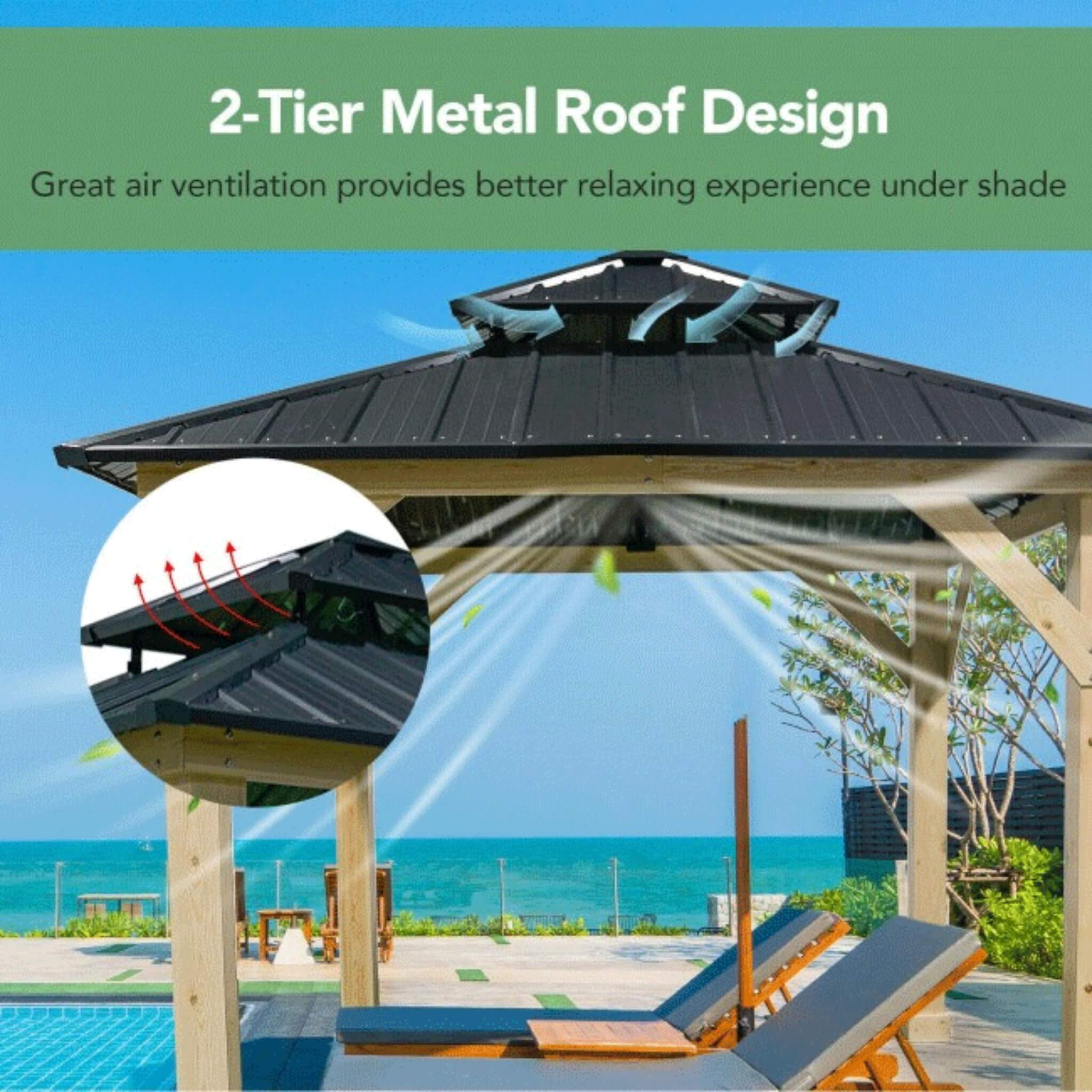 10X10FT Alora Premium Outdoor Patio Hardtop Gazebo W/ Double Steel Roof