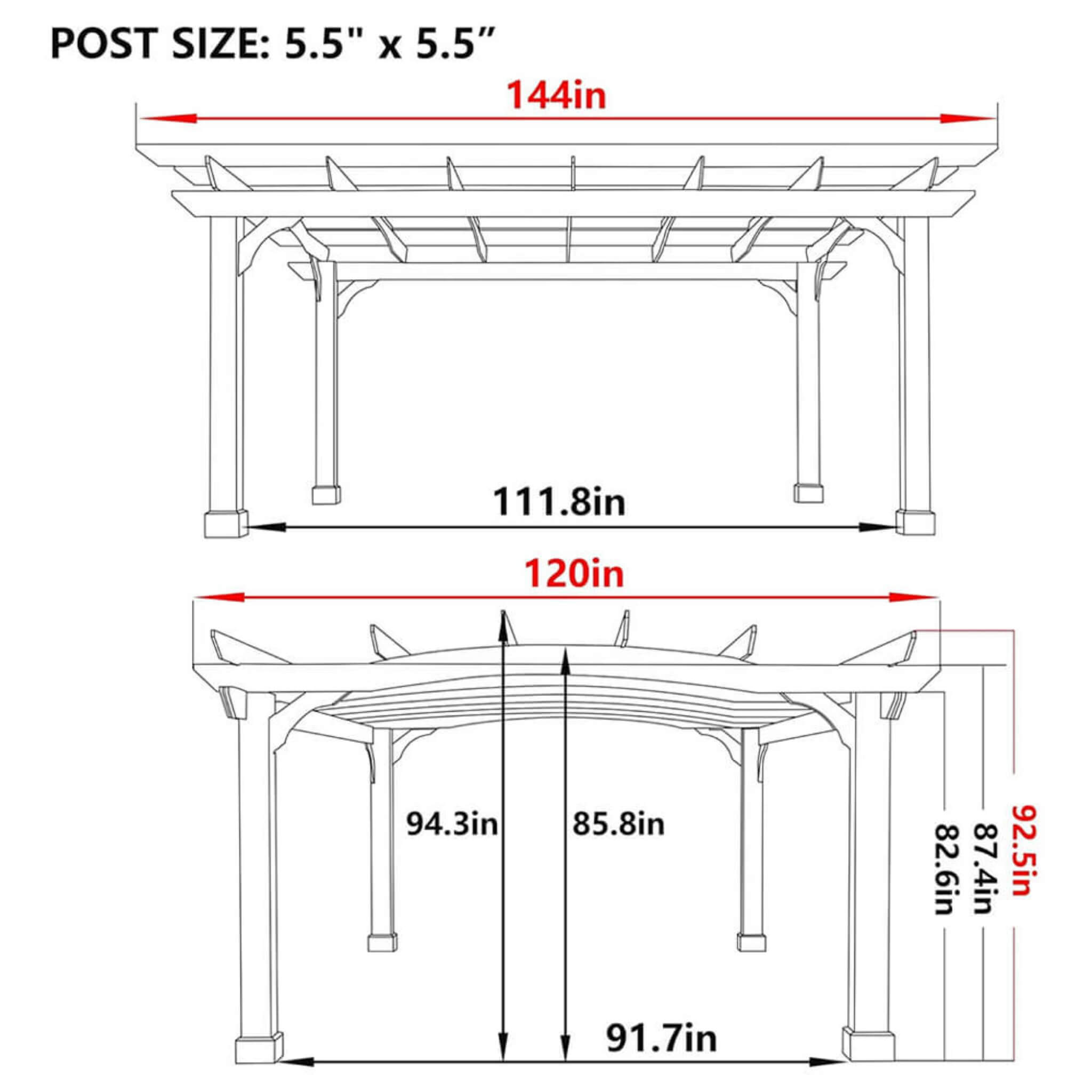 10X12FT Alora Premium Outdoor All-Season Backyard Patio Cedar Wood Gazebo Pergola With Arched Roof (SAK42915)